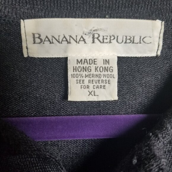 Banana Republic Dark Grey Merino Wool Men's Longsleeve Shirt Sz XL - Picture 5 of 5